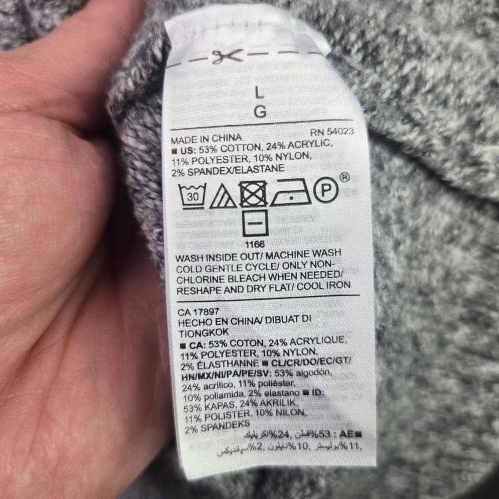 Old Navy Cardigan Sweater Open Front Longline Large Grey Marled Knit Cozy Relax - Picture 9 of 11